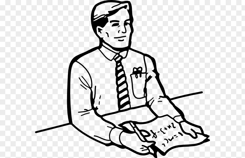 Male Receptionist Cliparts Black And White Man Clip Art PNG