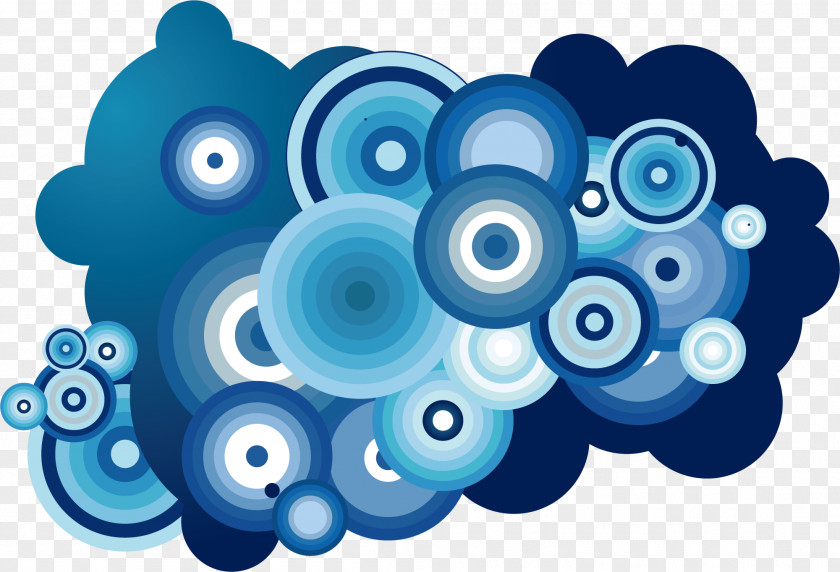 Cartoon Blue Circle Cloud Euclidean Vector Rainbow PNG