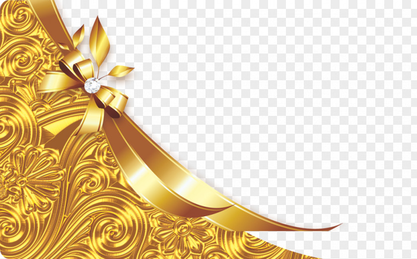 Golden Bow Shoelace Knot Gold Wallpaper PNG