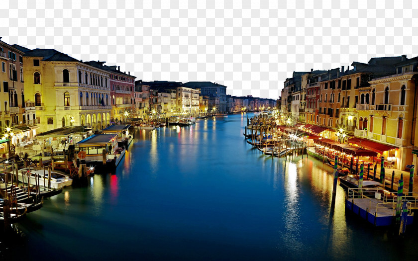 Night In Venice, Italy Grand Canal Rialto Bridge Ponte Degli Scalzi Ca Rezzonico Della Costituzione PNG