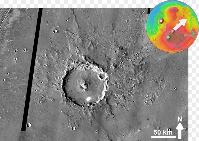 Fesenkov Impact Crater Mars Lunae Palus Quadrangle Harunobu PNG