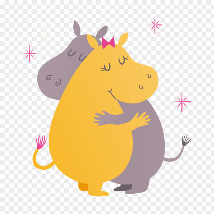 Vector Hippo Hippopotamus Hug Euclidean PNG