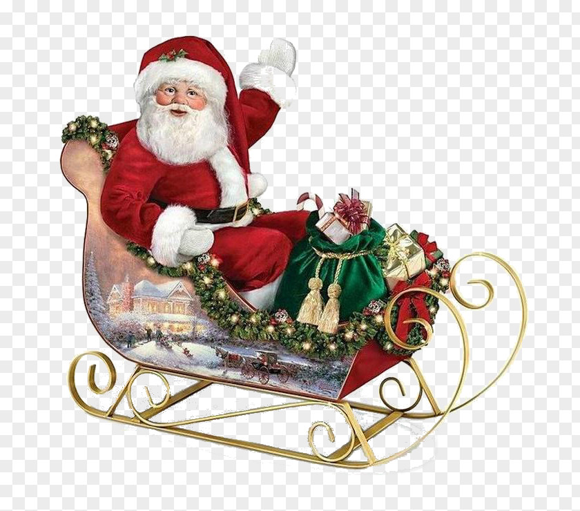 Thomas Kinkade Santa Claus Mickey Mouse Minnie Christmas Ornament Doll PNG