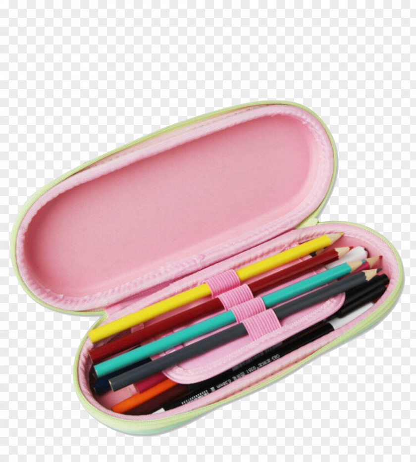 Pencil Case Filled With Colored Pens Stationery PNG