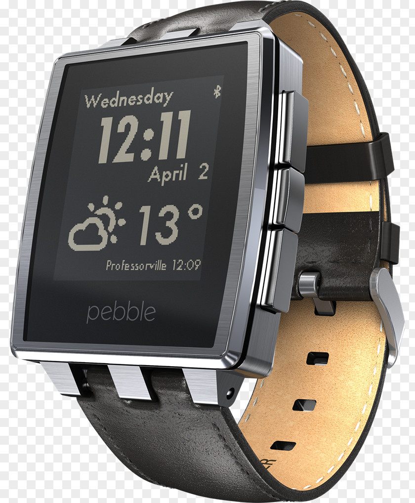 Watch Pebble Time STEEL Smartwatch Brushed Metal PNG