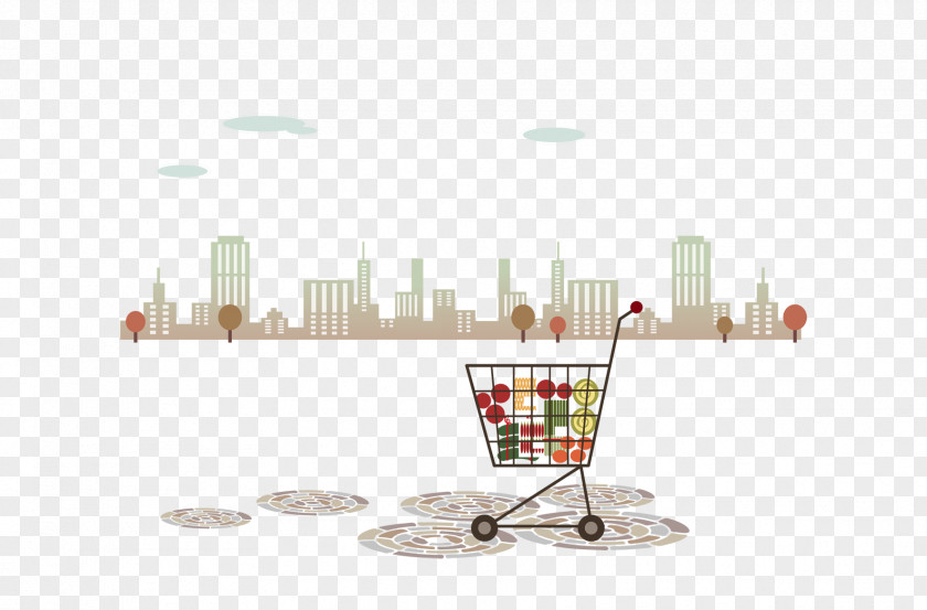 City Architectural Elements Shopping Cart PNG