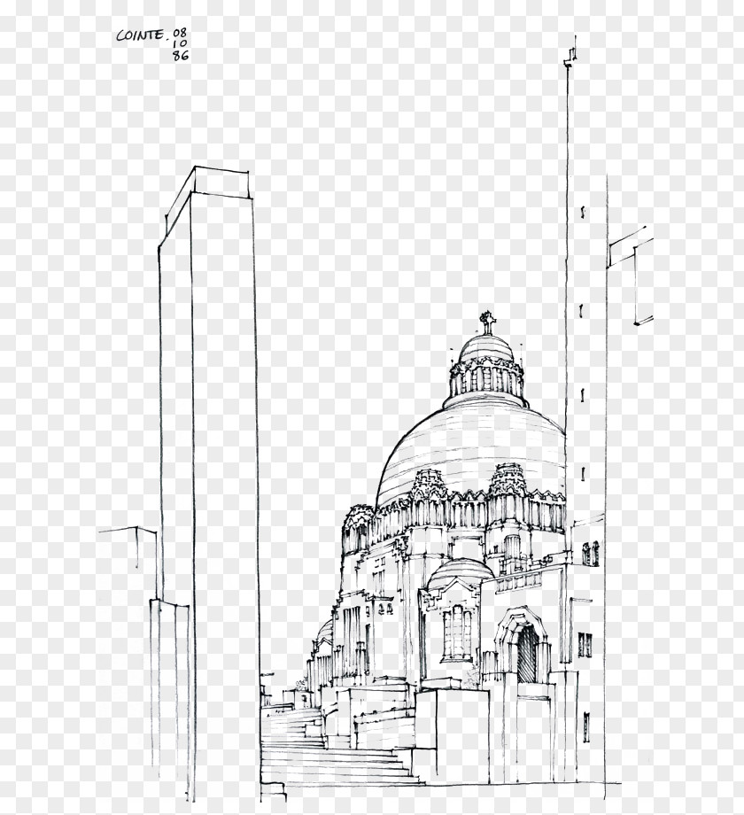 Building Artwork Architecture Dome Facade Sketch PNG