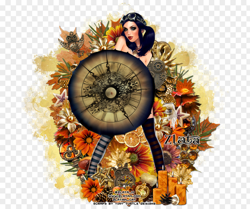 Dreaming Owl Illustration Flower Clock PNG