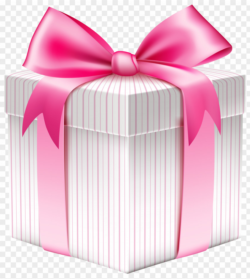 White Striped Gift Box Picture Christmas Clip Art PNG