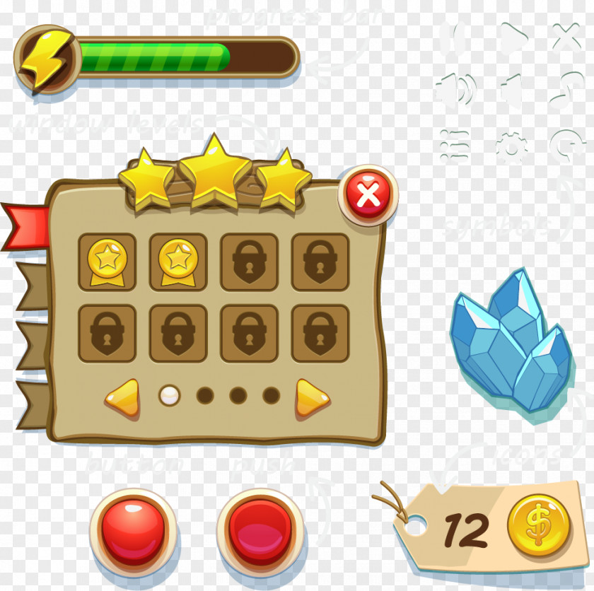 Game UI Web Games Gold Buttons Button User Interface PNG