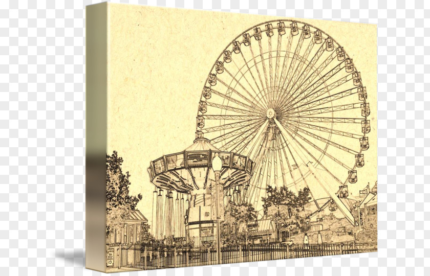 Giant Wheel Navy Pier Ferris Drawing Art PNG