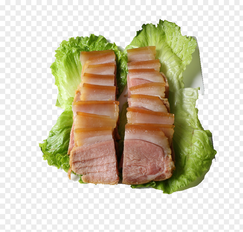 Lettuce And Bacon Sashimi Tataki Chinese Sausage Meat PNG