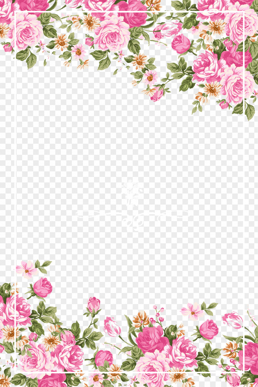 Pink Roses Border Wedding Invitation Paper Flower Rose PNG
