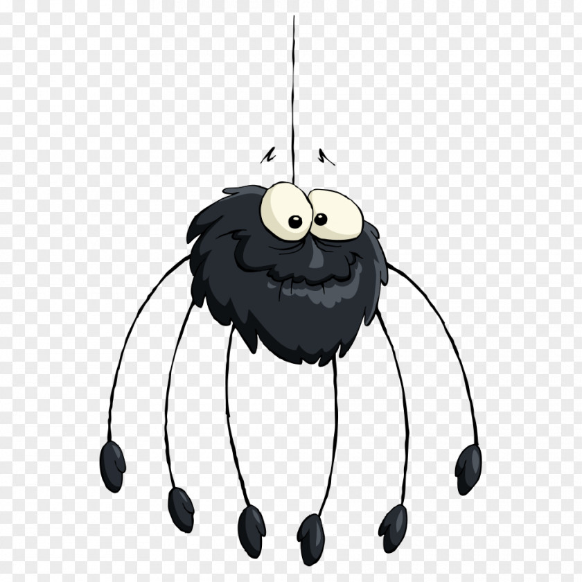 Vector Black Spider Cartoon Illustration PNG
