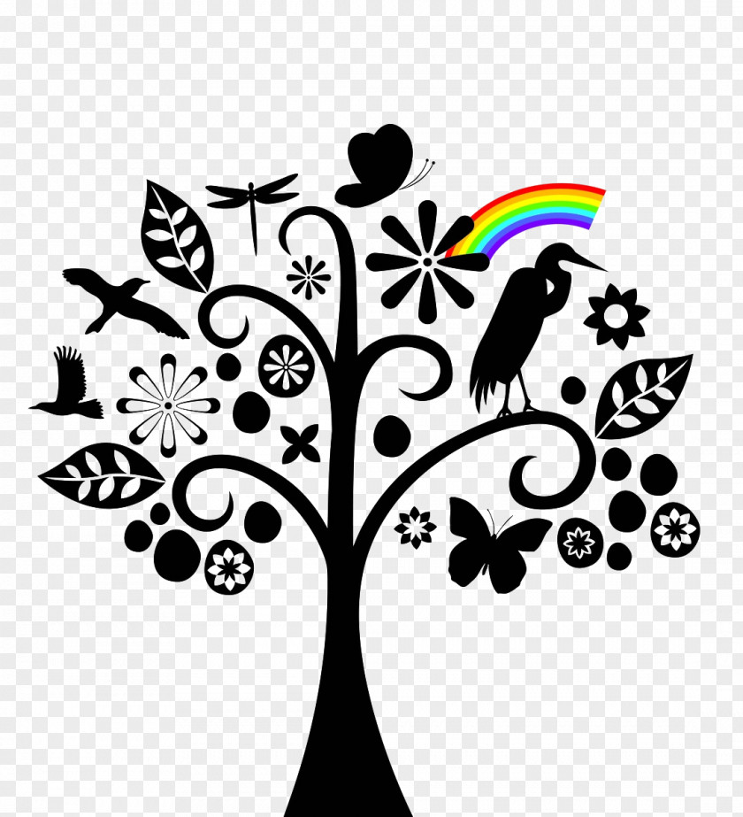 Rainbow After The Storm Black And White Tree Illustration PNG