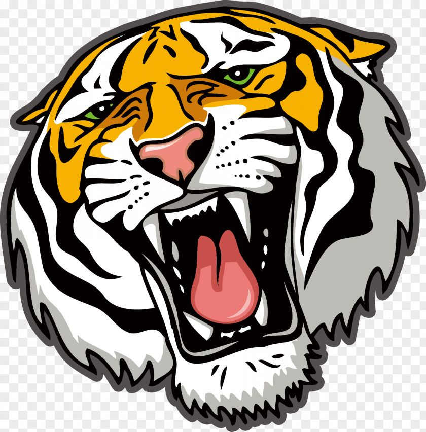 Vector Hand-painted Tiger Line Art Clip PNG