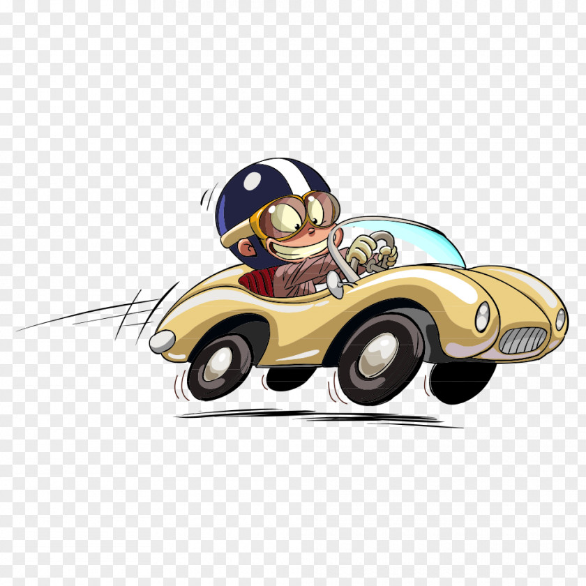 Driving Kids Sports Car Cartoon PNG