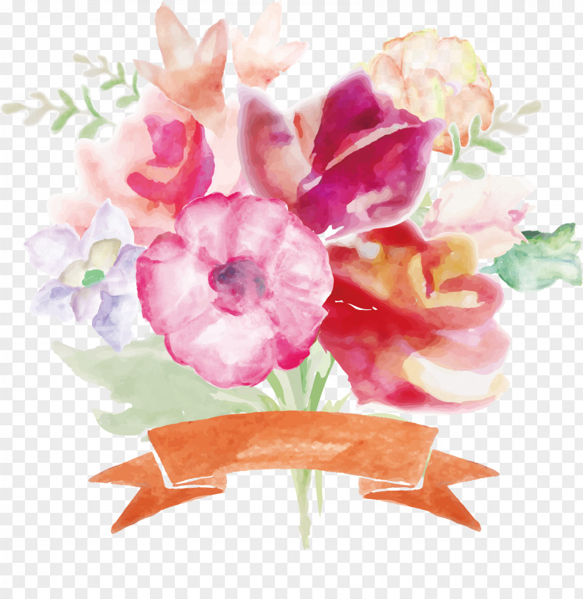 Ink Color Bouquet Watercolor Painting Flower PNG