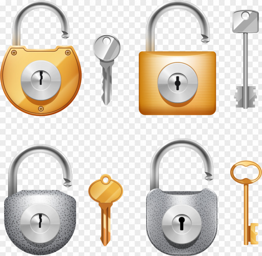 Vector Lock And Key Drawing Illustration PNG