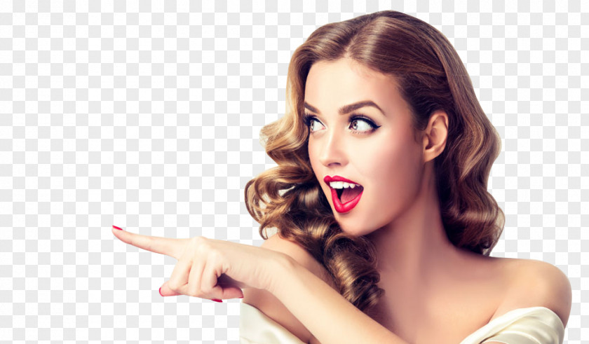Beauty Woman Stock Photography Hair Cosmetics PNG photography Cosmetics, Fashion sexy European and American women, woman pointing at right side clipart PNG
