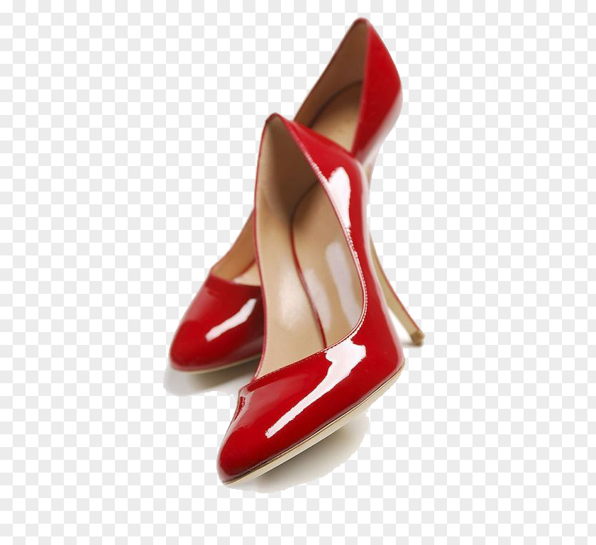 Ms. Big Red Patent Leather High Heels Court Shoe Brochure High-heeled Footwear Dress PNG