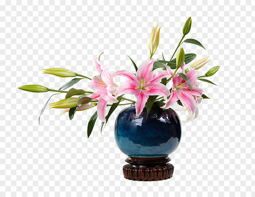 Pink Lily Flower Arrangement Bouquet Vase Floristry Skill PNG