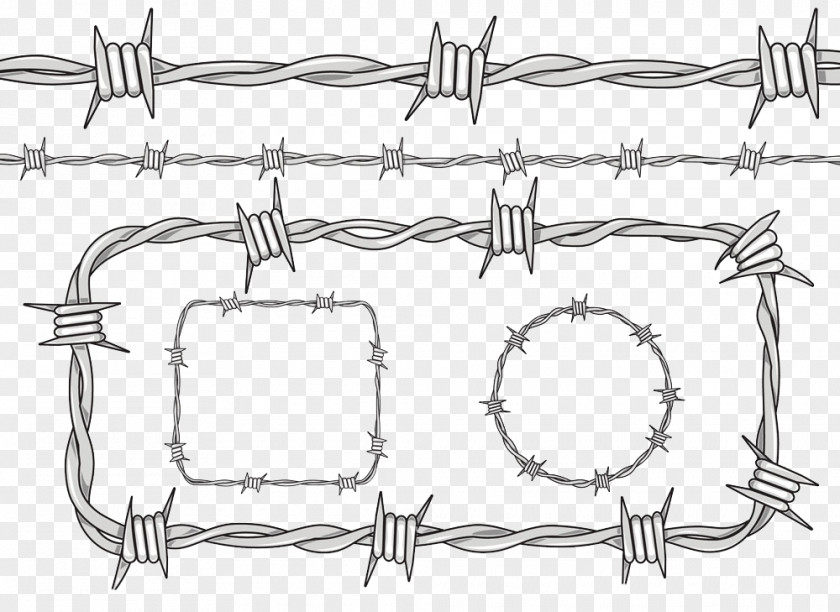 Barbed Wire Frame Material Fence Drawing PNG