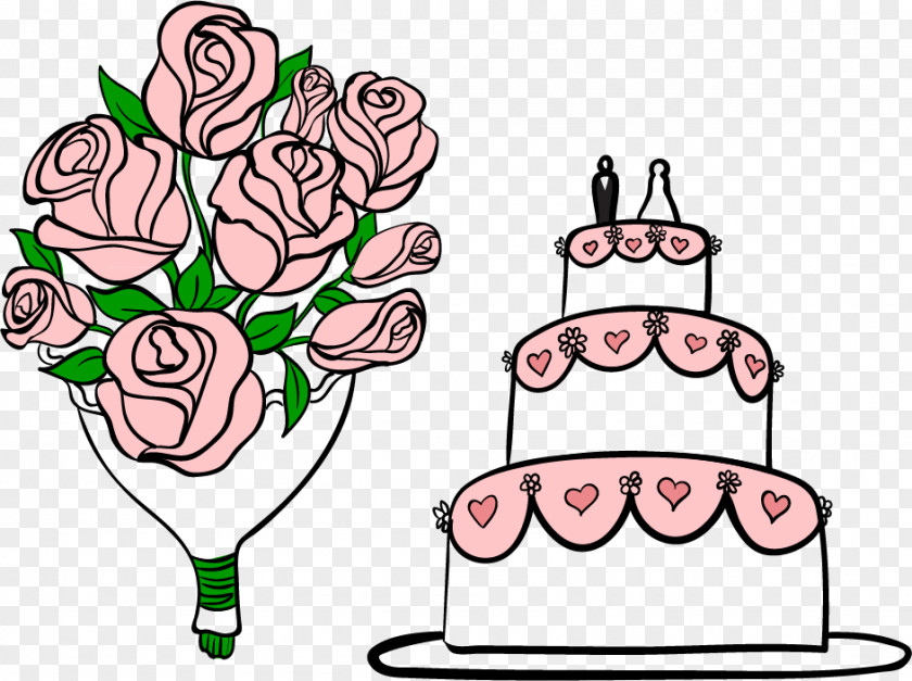 Wedding Cake Flowers Vector Material Clip Art PNG