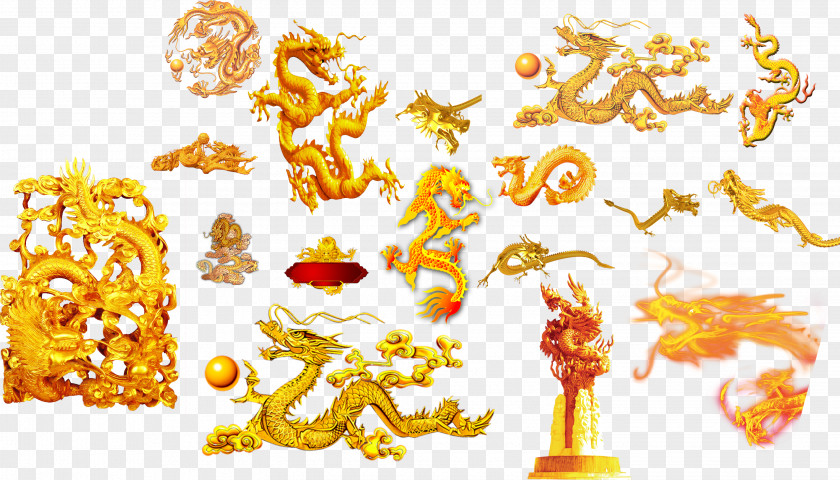 Golden Chinese Dragon Gratis Designer PNG