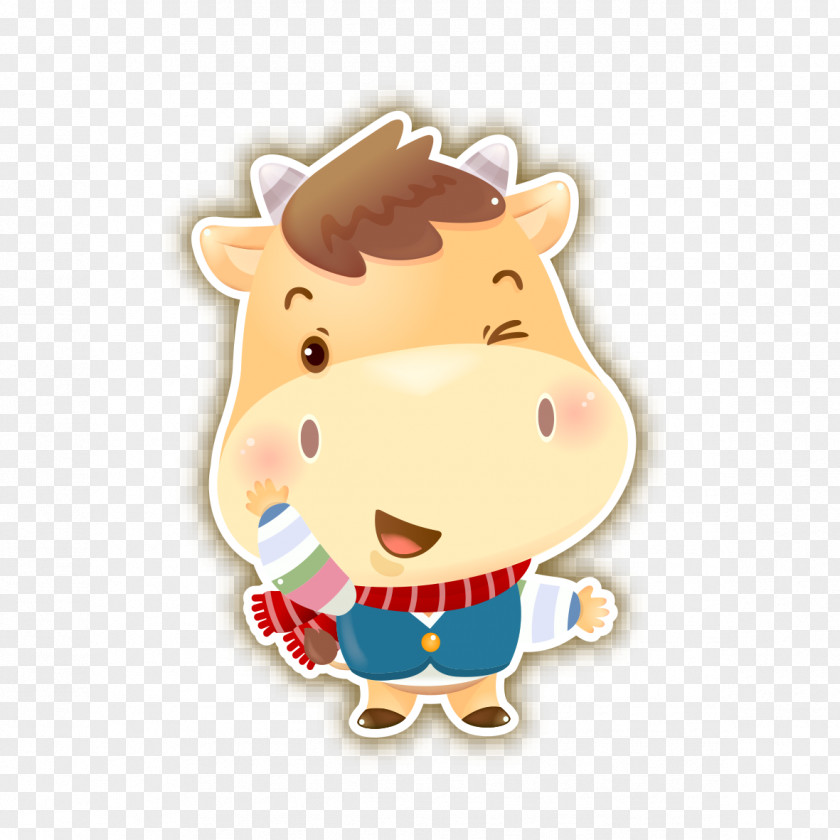 Lovely Big Cow Cattle Cartoon PNG