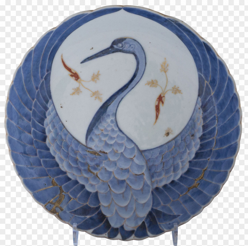 Japanese Crane Edo Period Japan Blue And White Pottery Porcelain PNG