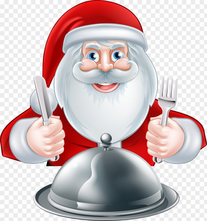 Vector Santa Claus Knife Fork Illustration PNG