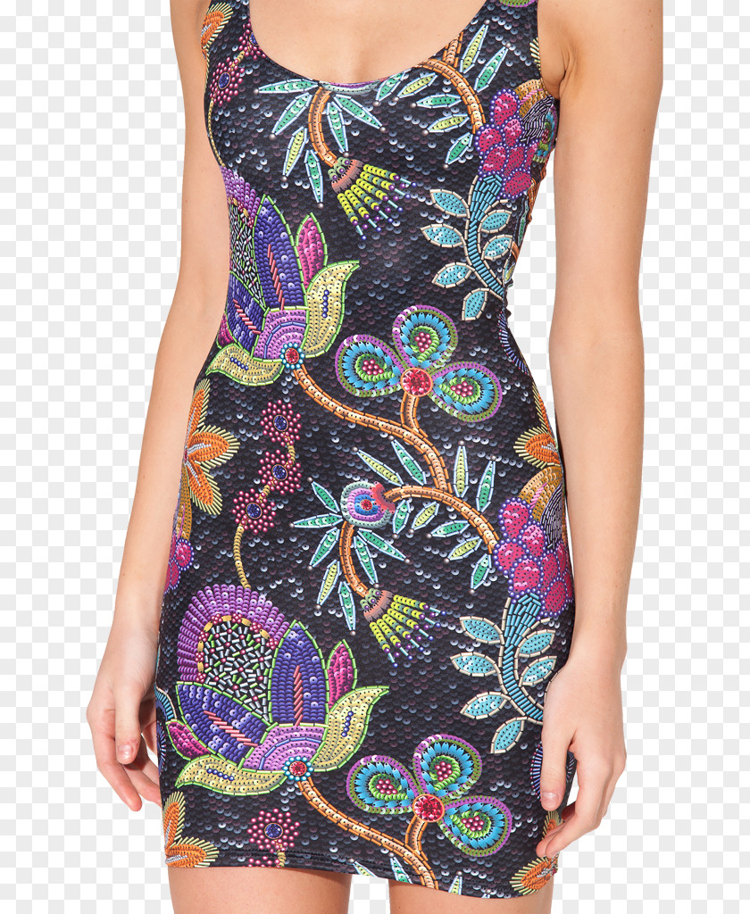 Cocktail Paisley Shoulder Dress PNG