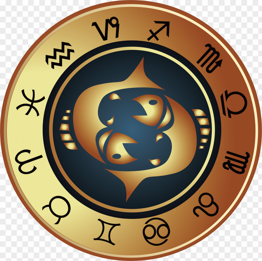 Metal Disk Pisces Horoscope Astrological Sign Astrology Illustration PNG