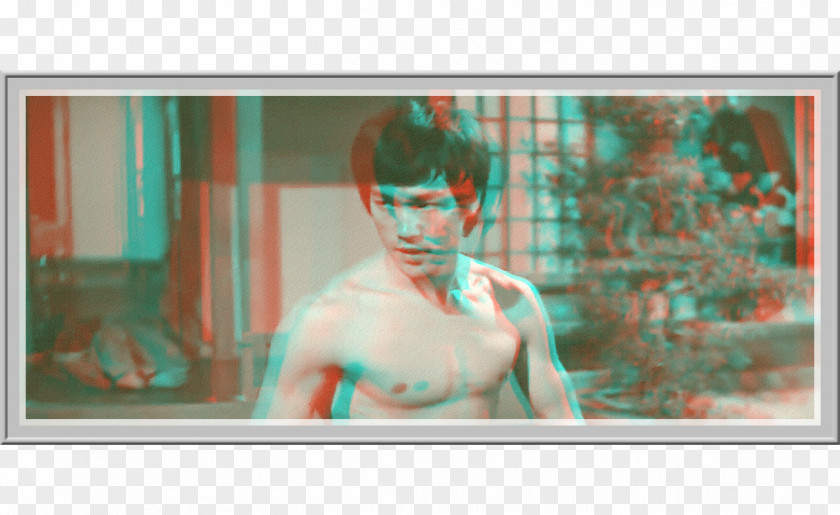 Bruce Lee Chen Zhen Anaglyph 3D Art Cyan PNG