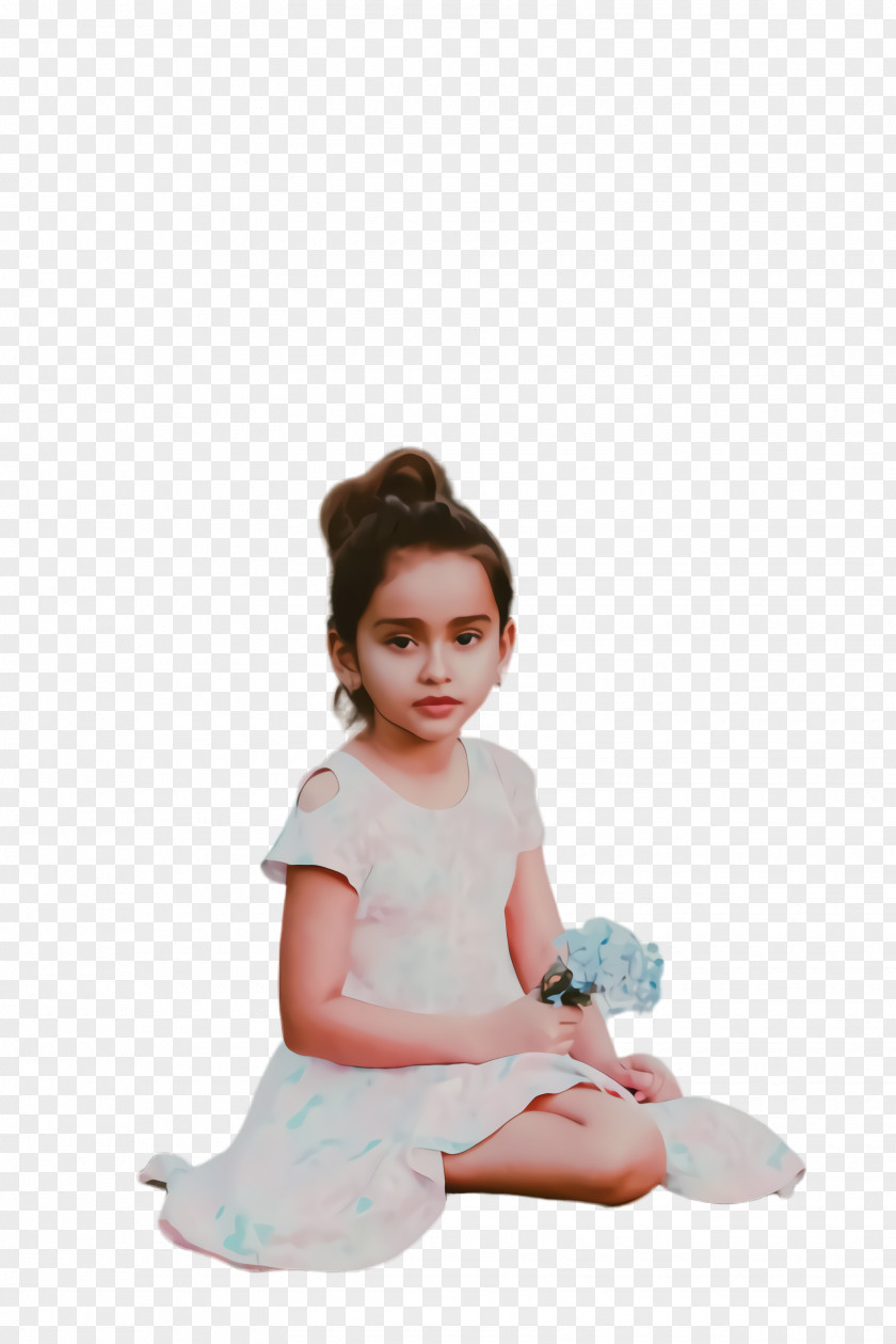 Sleeve Kneeling Little Girl PNG