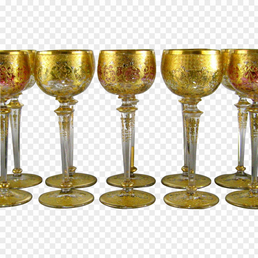 Bohemian Wine Glass Stemware Chalice Gilding PNG