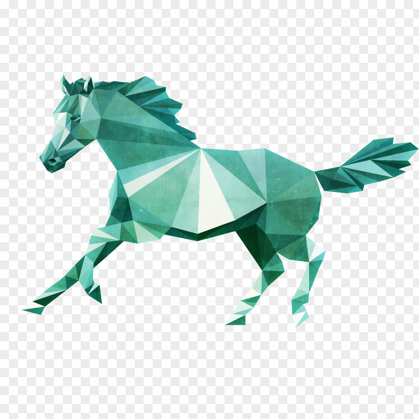 Mustang Low Poly Pony Horses 3D Mane PNG