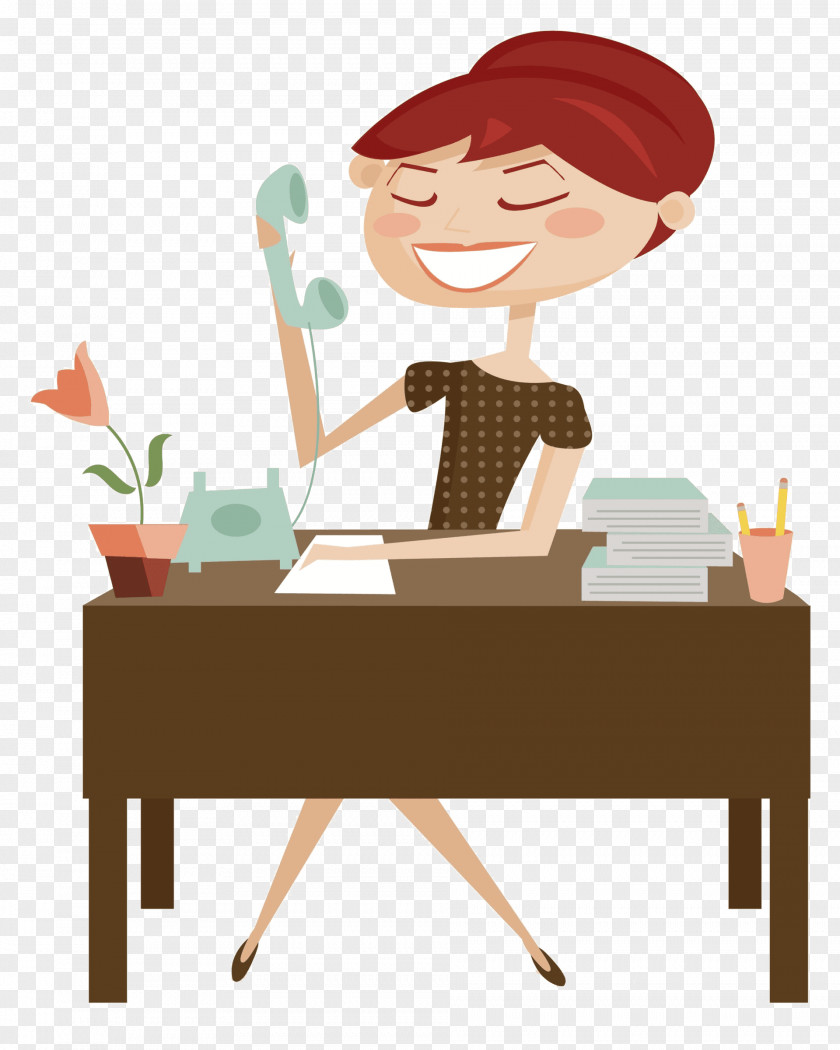 Woman Secretary Cartoon PNG