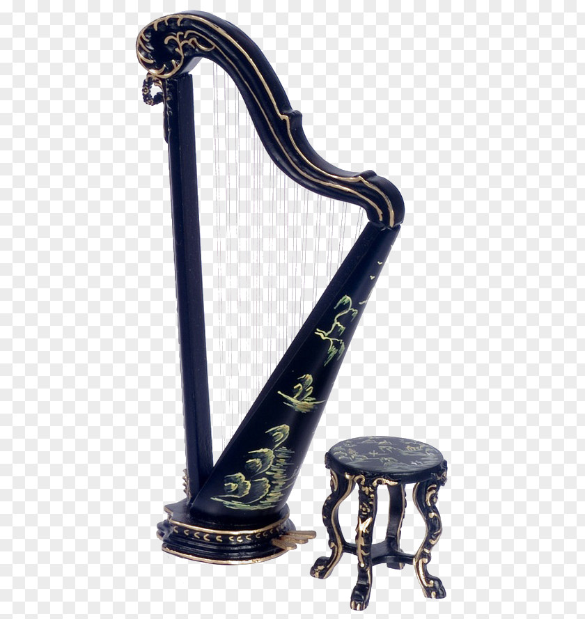 Black Harp Seven-string Guitar Musical Instrument PNG