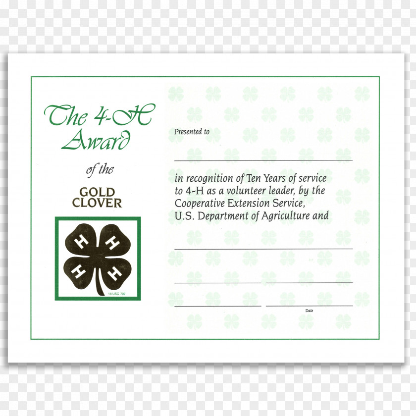 Certificate Of Recognition Public Key Academic 4-H Information PNG