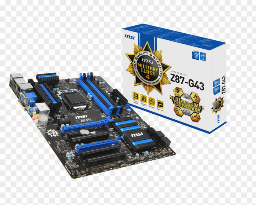 Intel LGA 1150 ATX Motherboard MSI Z87-G43 PNG