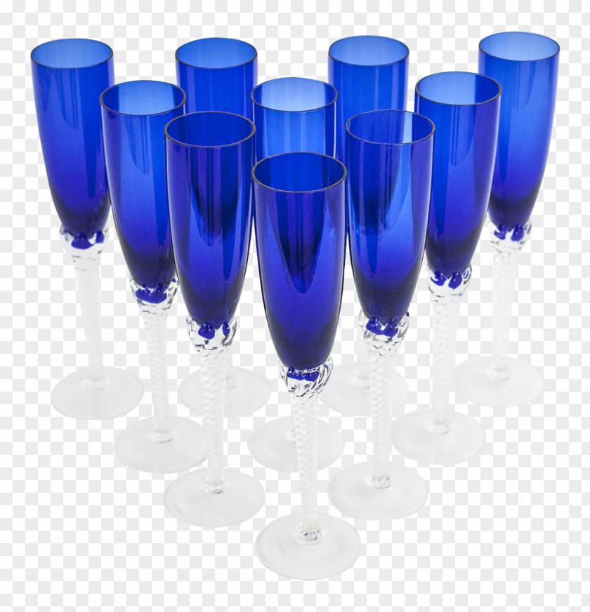 Champagne Wine Glass Cobalt Blue PNG