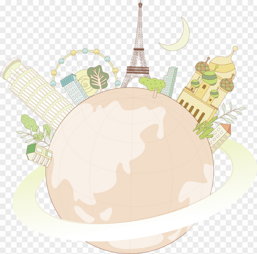 Earth City Posters Vector Elements Cartoon Illustration PNG