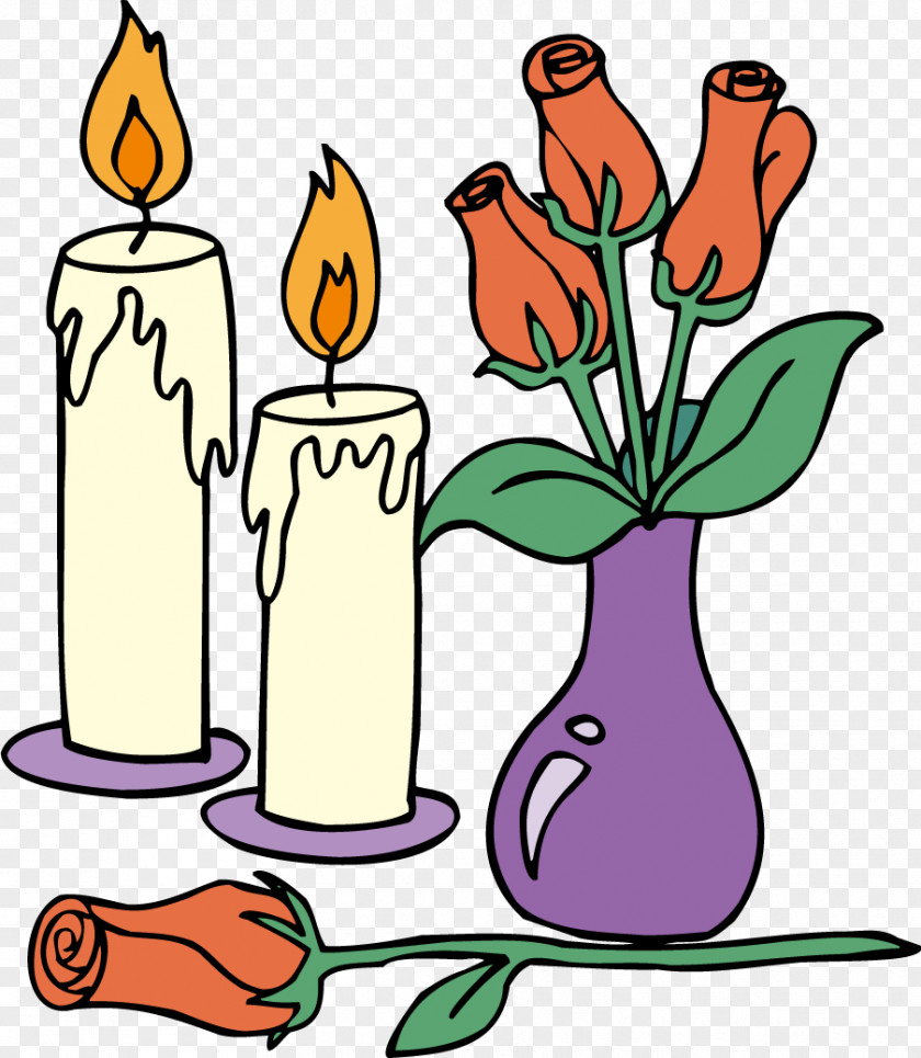 Vase Candle Cartoon Vector Floral Design Drawing PNG