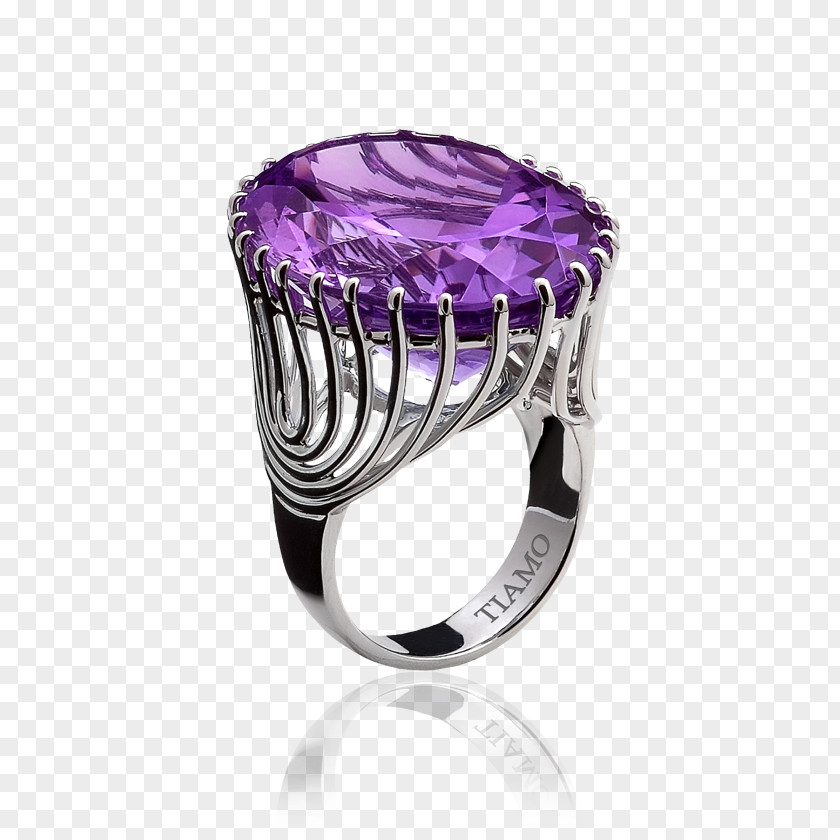 Ring Amethyst Platinum Gold Brilliant PNG