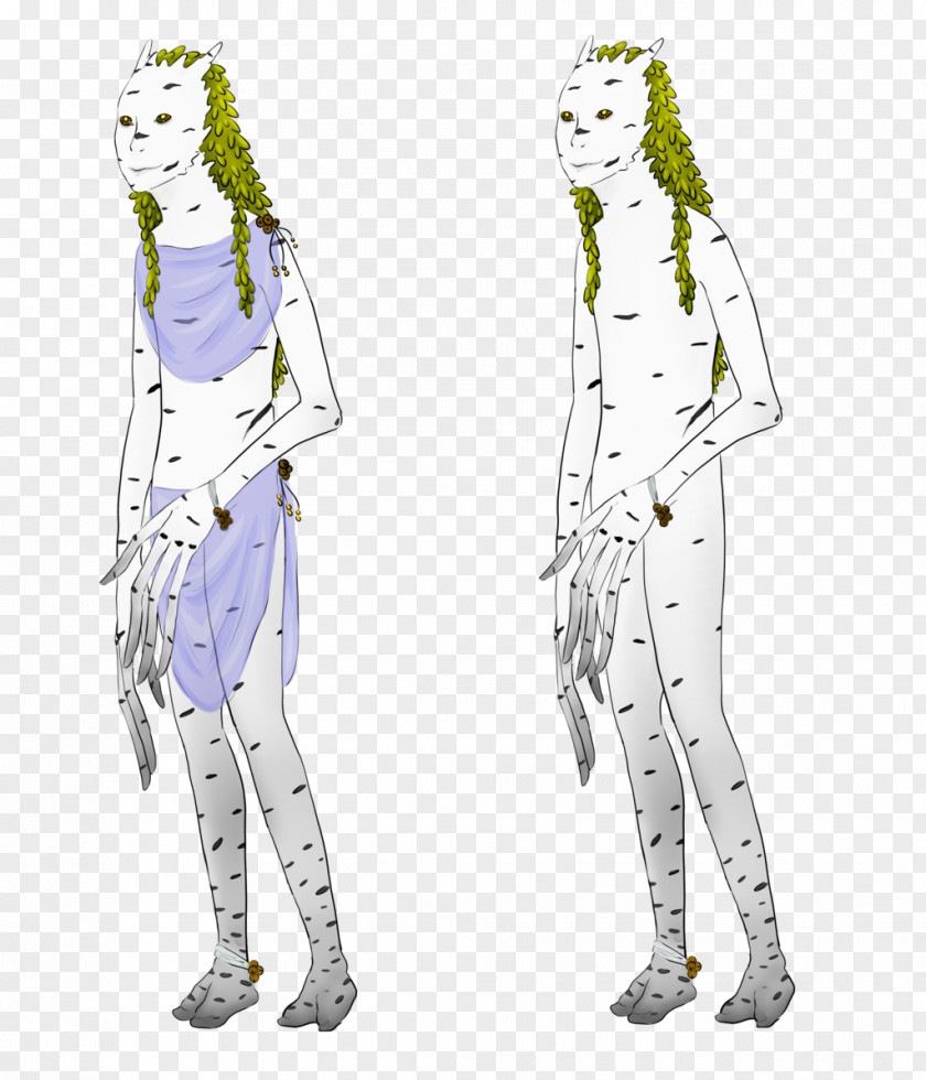 Silver Birch Homo Sapiens Costume Legendary Creature Sketch PNG