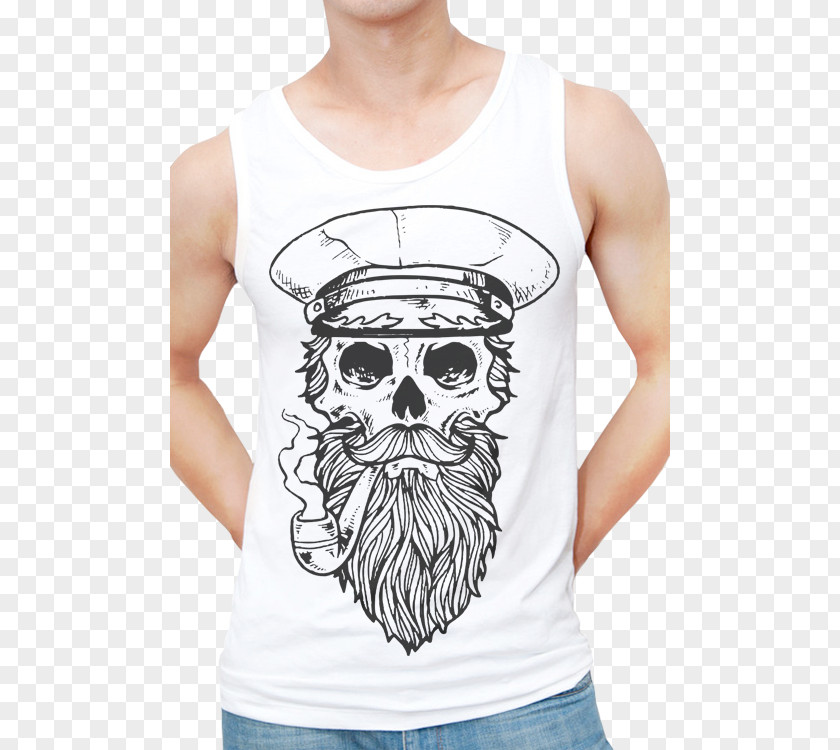Bearded Skull T-shirt Sleeveless Shirt Top Clothing PNG