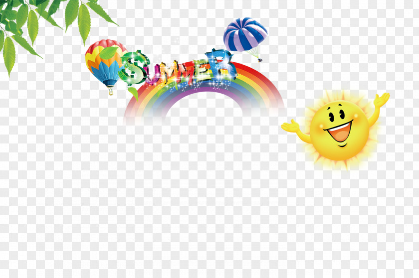 Rainbow Hot Air Balloon Sky Yellow Cloud PNG