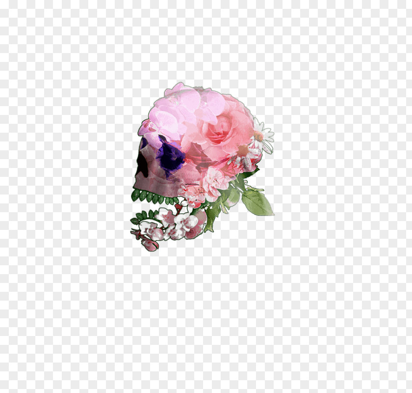 T-shirt Skull Floral Design Cut Flowers PNG
